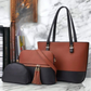 3 Piece Tote Handbag Elegant Design Premium Quality Smooth Finish Easy Carry For Daily Fashion Needs - Black and Skin