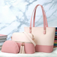 3 Piece Tote Handbag Elegant Design Premium Quality Smooth Finish Easy Carry For Daily Fashion Needs - Black and Skin