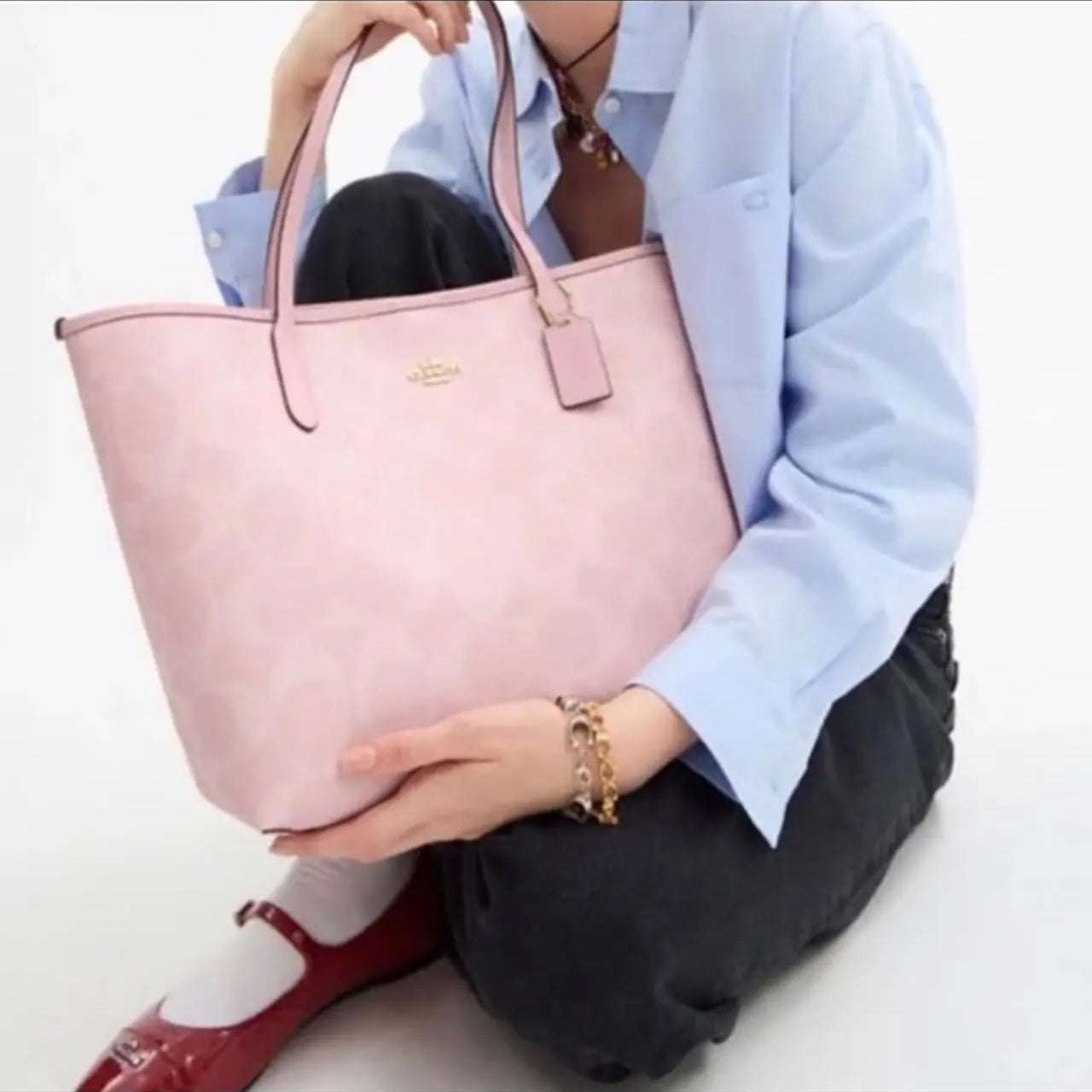 Tote Bag Stylish Shoulder Handbag For Women Size 16 * 11 Inch Durable & Spacious Color (Pink)