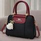 TBM The Bag Master Luxury Handbag – Elegant Two-Tone Designer Tote For Women (Black Maroon)