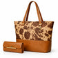 2 Pcs Premium Cow Print Tote Bag Set For Women – Black