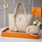 Women’s LV Print Handbag Set With Small Bag Stylish Leatherette Design | Black Box Print