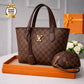 Women’s LV Print Handbag Set With Small Bag Stylish Leatherette Design | Black Box Print