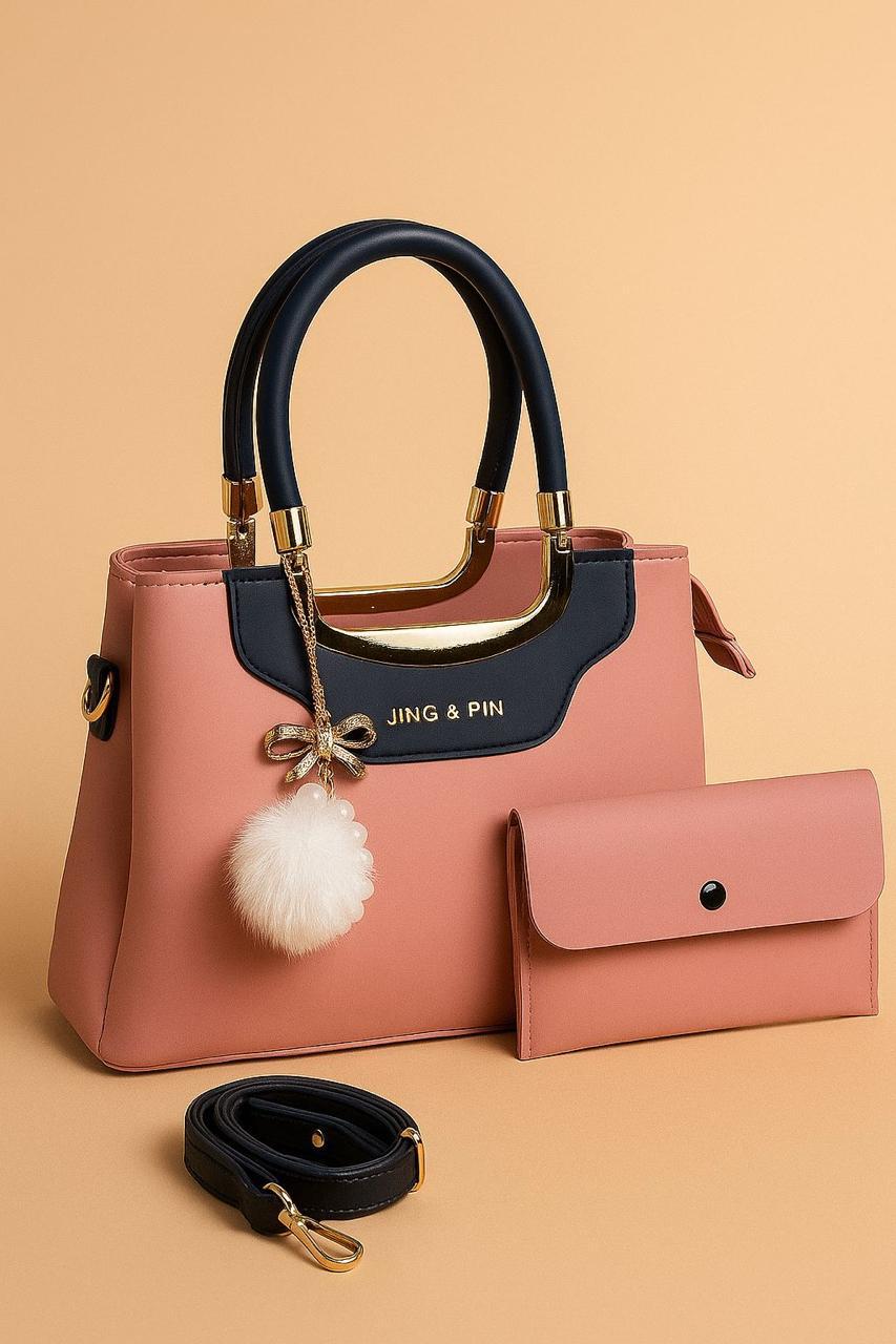 Premium 'JING & PIN' Ladies Handbag Collection with Clutch and Shoulder Strap Option( black )