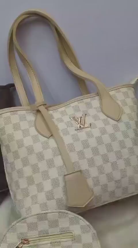 Women’s LV Print Handbag Set With Small Bag Stylish Leatherette Design | Black Box Print